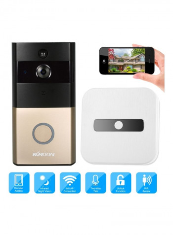 WiFi Video Door Phone With Indoor Doorbell Gold/Black