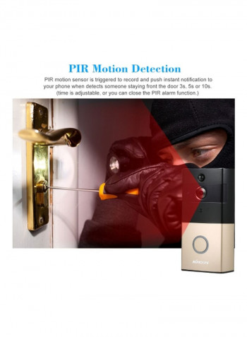 WiFi Video Door Phone With Indoor Doorbell Gold/Black