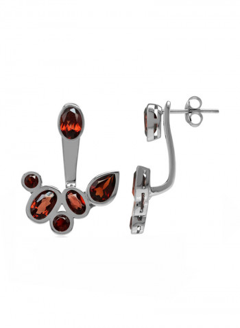 White Gold Plated 925 Sterling Silver Cluster Design Stud Earrings