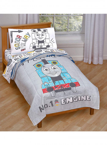 4-Piece Printed Toddler Sheet Set Polyester Grey