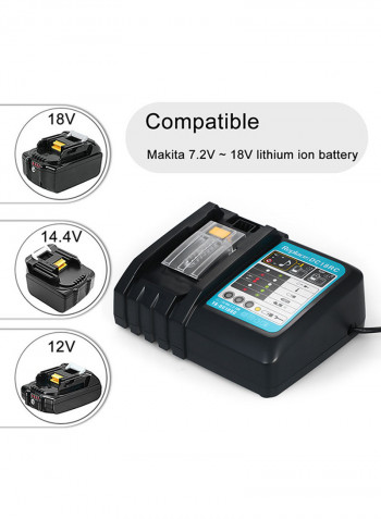 Power Tool Battery Chargers DC18RC T Battery Charger for All Makita 14.4V-18V Lithium Battery BL1430 BL1830 BL1840 BL1850 BL1815 BL1440 US Plug Fast Charger Suitable for Makita Power Adapter black 11.6x9.2x7.2cm