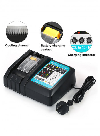 Power Tool Battery Chargers DC18RC T Battery Charger for All Makita 14.4V-18V Lithium Battery BL1430 BL1830 BL1840 BL1850 BL1815 BL1440 US Plug Fast Charger Suitable for Makita Power Adapter black 11.6x9.2x7.2cm