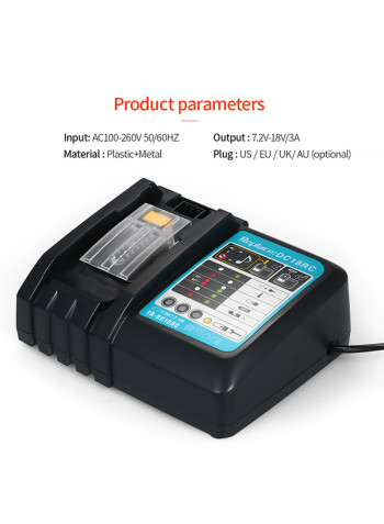 Power Tool Battery Chargers DC18RC T Battery Charger for All Makita 14.4V-18V Lithium Battery BL1430 BL1830 BL1840 BL1850 BL1815 BL1440 US Plug Fast Charger Suitable for Makita Power Adapter black 11.6x9.2x7.2cm