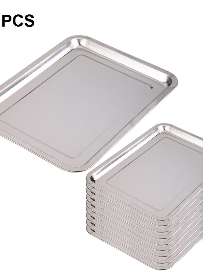 Stainless Steel Multi-Purpose Barbecue Food Serving Tray Silver 36cm
