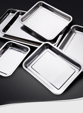 Stainless Steel Multi-Purpose Barbecue Food Serving Tray Silver 36cm