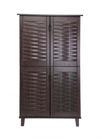 4-Door Shoe Cabinet Dark Brown