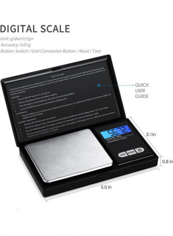 Lcd Display Small Mini Kitchen Scale Black 0.12kg