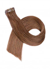 20-Piece Tape On Straight Hair Extension Chestnut Brown 24inch