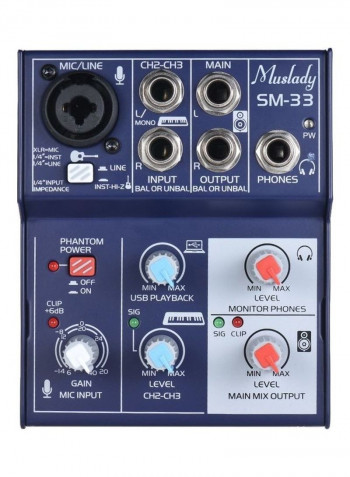 Mini 3-Channel Sound Card Mixing Console Digital Audio Mixer