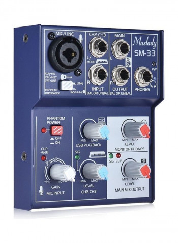 Mini 3-Channel Sound Card Mixing Console Digital Audio Mixer