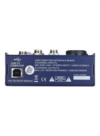 Mini 3-Channel Sound Card Mixing Console Digital Audio Mixer
