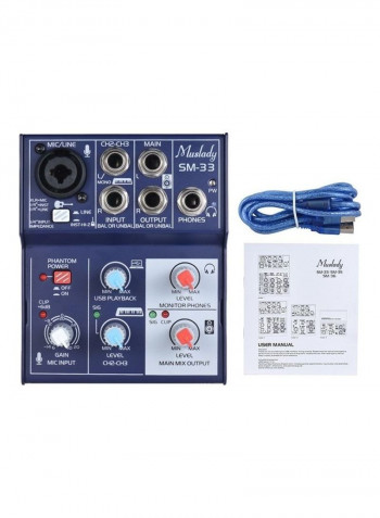 Mini 3-Channel Sound Card Mixing Console Digital Audio Mixer