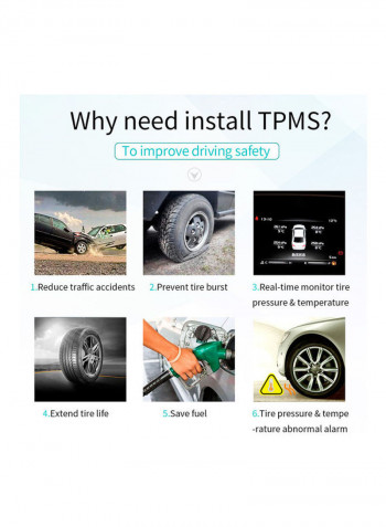 Car TPMS Tire Pressure Digital Solar Energy Monitoring System