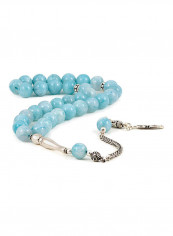 Blue Jade Prayer Beads with Sterling Silver components