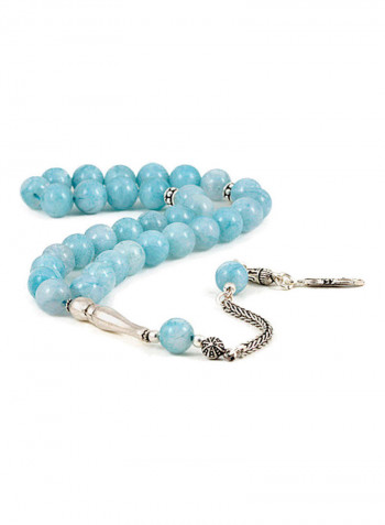 Blue Jade Prayer Beads with Sterling Silver components