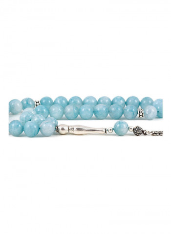 Blue Jade Prayer Beads with Sterling Silver components