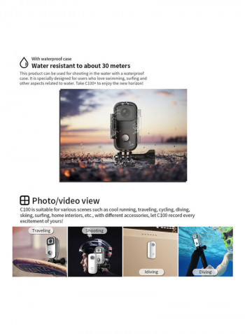 Mini Action Camera 30MP With Magnetic Body And Accessories