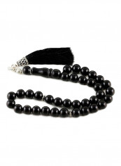 Onyx Prayer Beads with Sterling Silver components