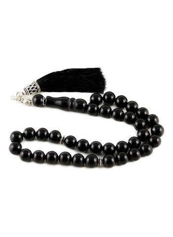 Onyx Prayer Beads with Sterling Silver components