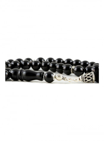 Onyx Prayer Beads with Sterling Silver components