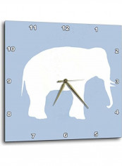 DPP 164910 3 Elephant Silhouette Wildlife Modern Pastel Wall Clock White/Blue 15x15inch