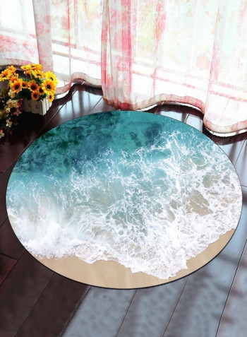 Creative Sea Wave Pattern Round Shaped Mat Multicolour 60x60cm