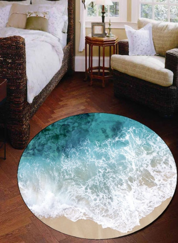 Creative Sea Wave Pattern Round Shaped Mat Multicolour 60x60cm