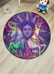 European Style Character Horse Pattern Antiskid Mat Multicolour 60x60cm