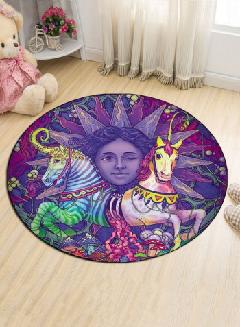 European Style Character Horse Pattern Antiskid Mat Multicolour 60x60cm