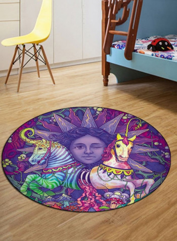 European Style Character Horse Pattern Antiskid Mat Multicolour 60x60cm