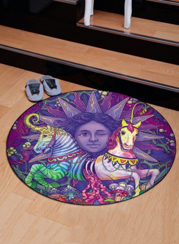 European Style Character Horse Pattern Antiskid Mat Multicolour 60x60cm