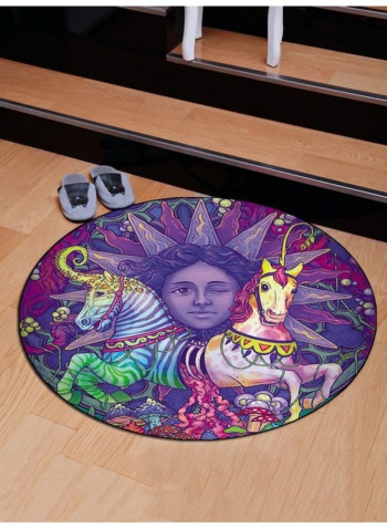 European Style Character Horse Pattern Antiskid Mat Multicolour 60x60cm