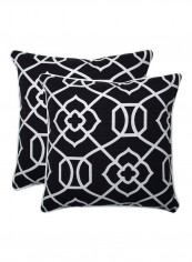 2-Piece Printed Decorative Throw Pillow Black/White 18.5x18.5x5inch
