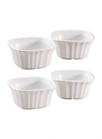 4-Piece Square Ramekin Bowl Set White 12x0.5x1.8 inchesinch