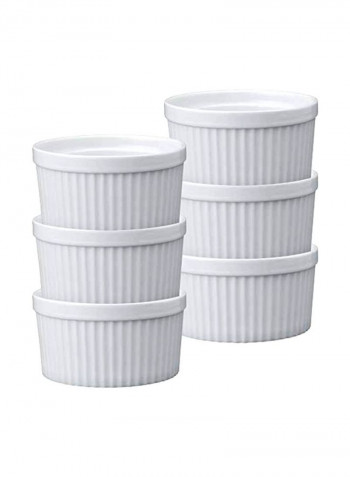 6-Piece Porcelain Souffles Set White 4.5inch