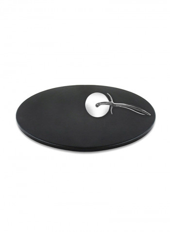 Ceramic Pizza Stone With Pizza Cutter Wheel Black 200g