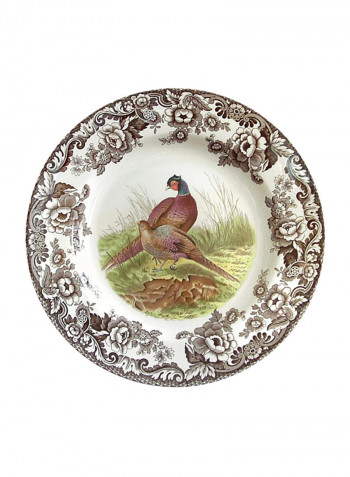 Pheasant Dinner Plate White/Brown 10inch