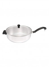 Stainless Steel Saute Pan With Lid Silver/Black 19.1x11.5x7inch