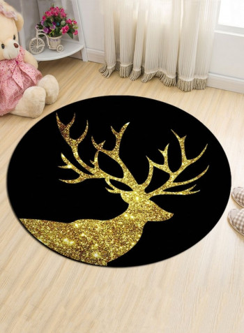 Lovely Deer Printed Pattern Round Shaped Antiskid Floor Mat Multicolour 60x60cm