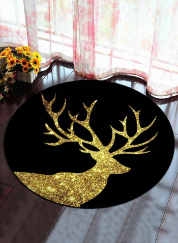 Lovely Deer Printed Pattern Round Shaped Antiskid Floor Mat Multicolour 60x60cm