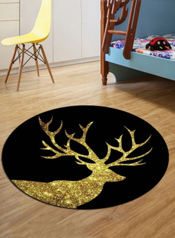 Lovely Deer Printed Pattern Round Shaped Antiskid Floor Mat Multicolour 60x60cm