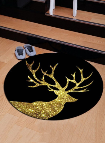 Lovely Deer Printed Pattern Round Shaped Antiskid Floor Mat Multicolour 60x60cm