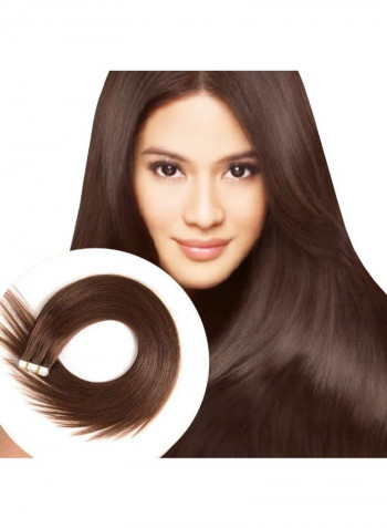 20-Piece Silky Straight Remy Tape In Human Hair Extension Medium Brown 16inch