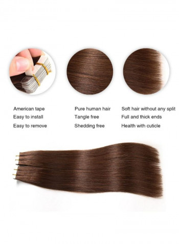 20-Piece Silky Straight Remy Tape In Human Hair Extension Medium Brown 16inch
