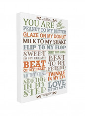 You Are Peanut To My Butter Typography Canvas Art White/Orange/Green 16x1.5x20inch