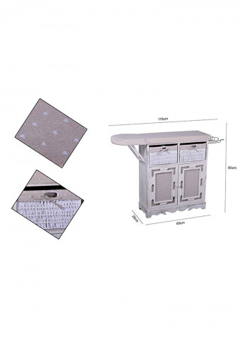 Solid Wood Iron Board With Storage White 115x85x30centimeter