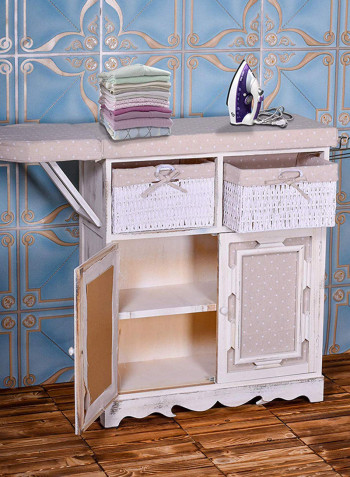 Solid Wood Iron Board With Storage White 115x85x30centimeter