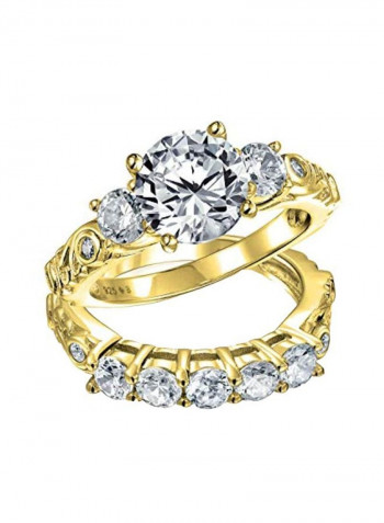 2-Piece 925 Sterling Silver Stone Studded Ring Set