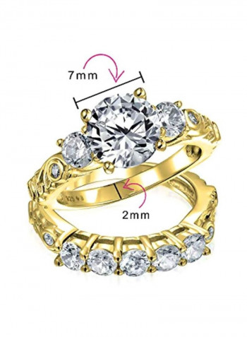 2-Piece 925 Sterling Silver Stone Studded Ring Set