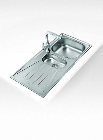 Basico 1½B 1D Inset Stainless Steel One Bowl One Drainer Sink Silver 860x500x160mmmm